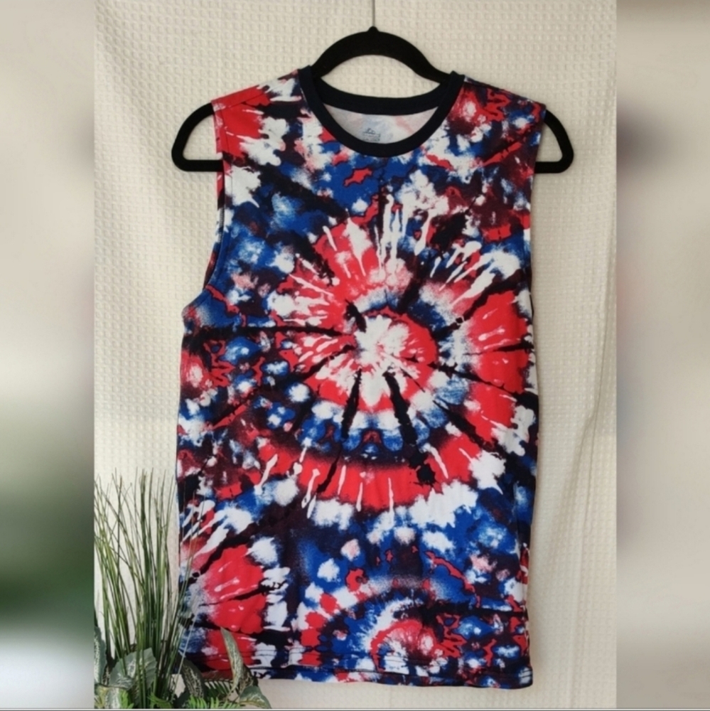 Way to Celebrate! Patriotic Boys Tie-dye Tank Top Size XXL(18)💰